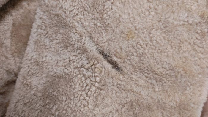 Beau manteau vintage en shearling montone peau de mouton retourné laine S M - photo numéro 13