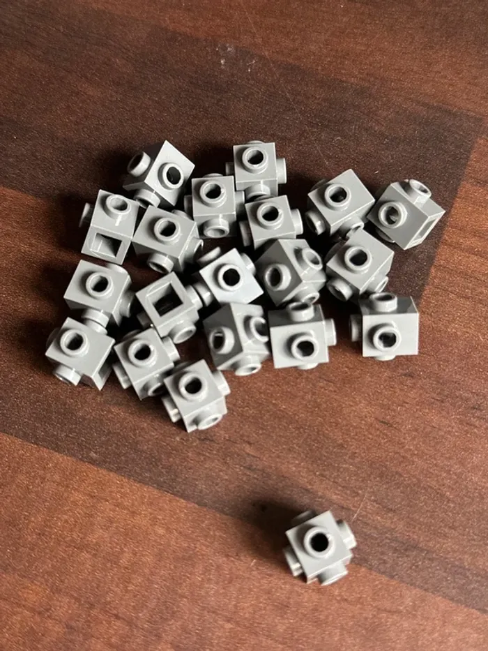 20 Brick Lego, Modified 1 x 1 with Studs on 4 Sides ref 4733 Dark Bluish Gray
