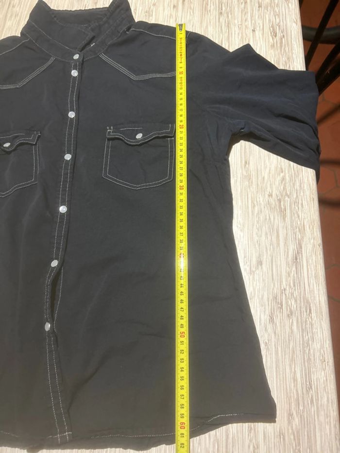 Chemise en coton façon western noir surpiqûres blanc MIM 42 - photo numéro 5