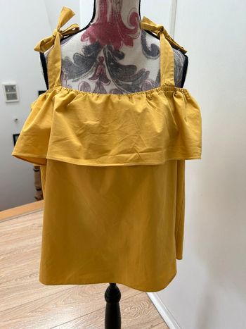 Haut débardeur naf naf bretelles avec noeuds réglables - jaune taille s en coton