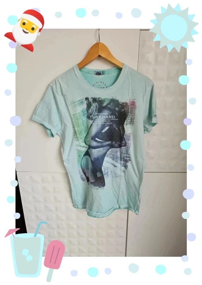 tee shirt bleu turquoise menthe pepe jeans fit slim taille S homme