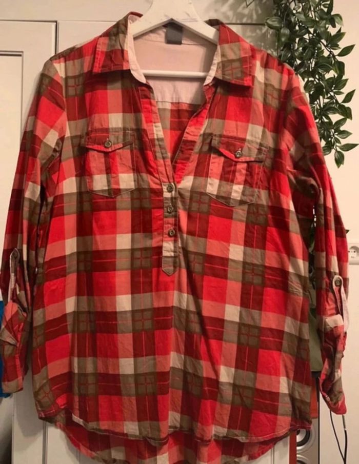 Chemise rouge à carreaux pour femme taille L vero moda - photo numéro 2