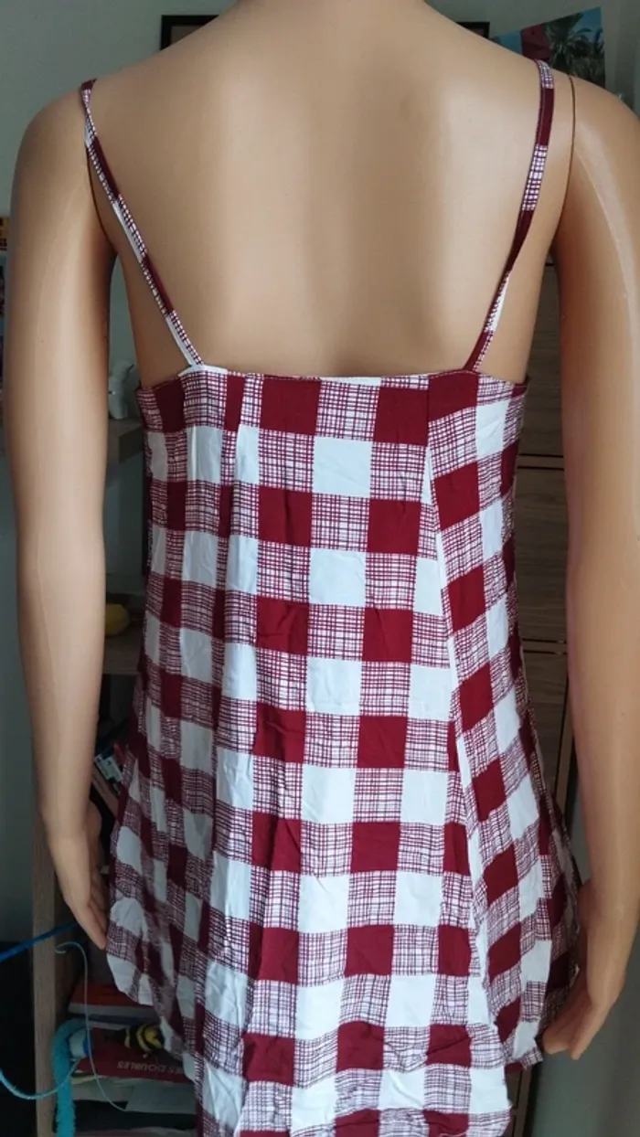 Top haut tunique blouse bordeaux blanc taille xs femme - photo numéro 9