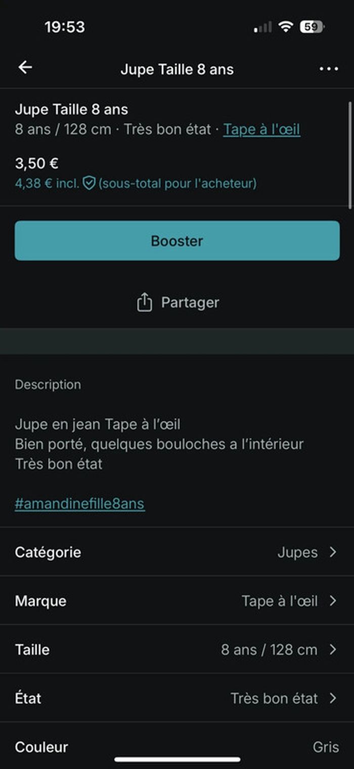 Jupe en jean tao 8 ans - photo numéro 4