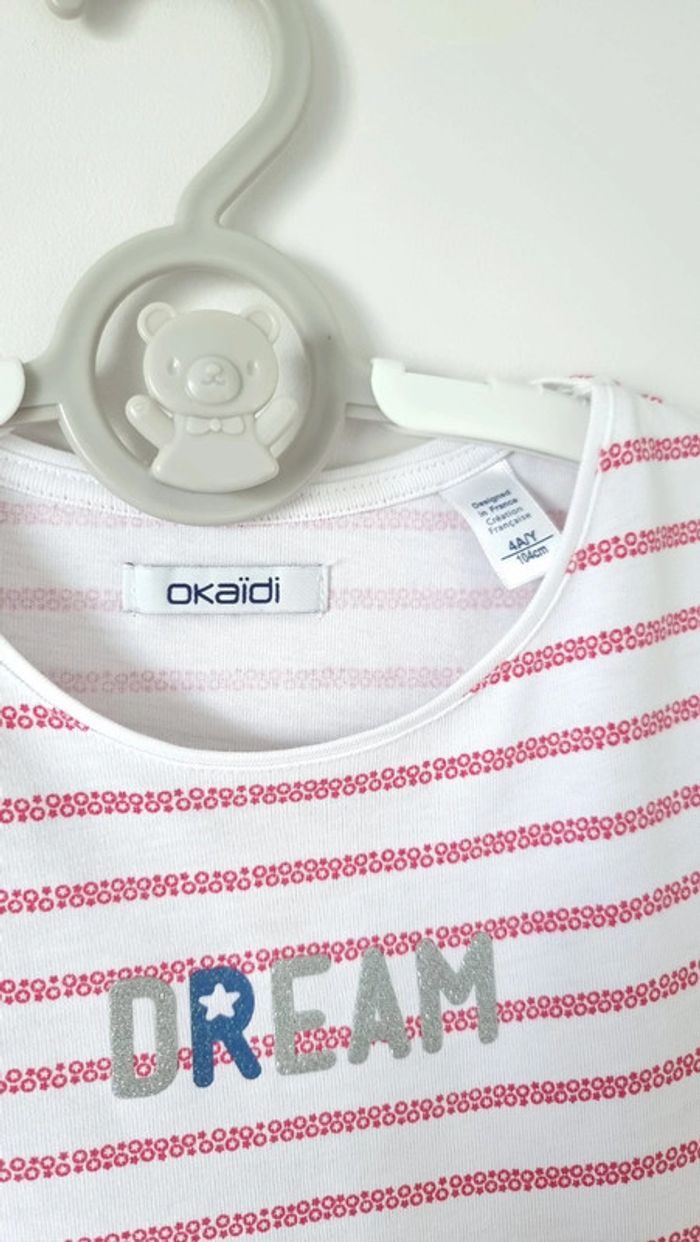 Tshirt okaidi dream rayures taille 4ans comme neuf - photo numéro 3