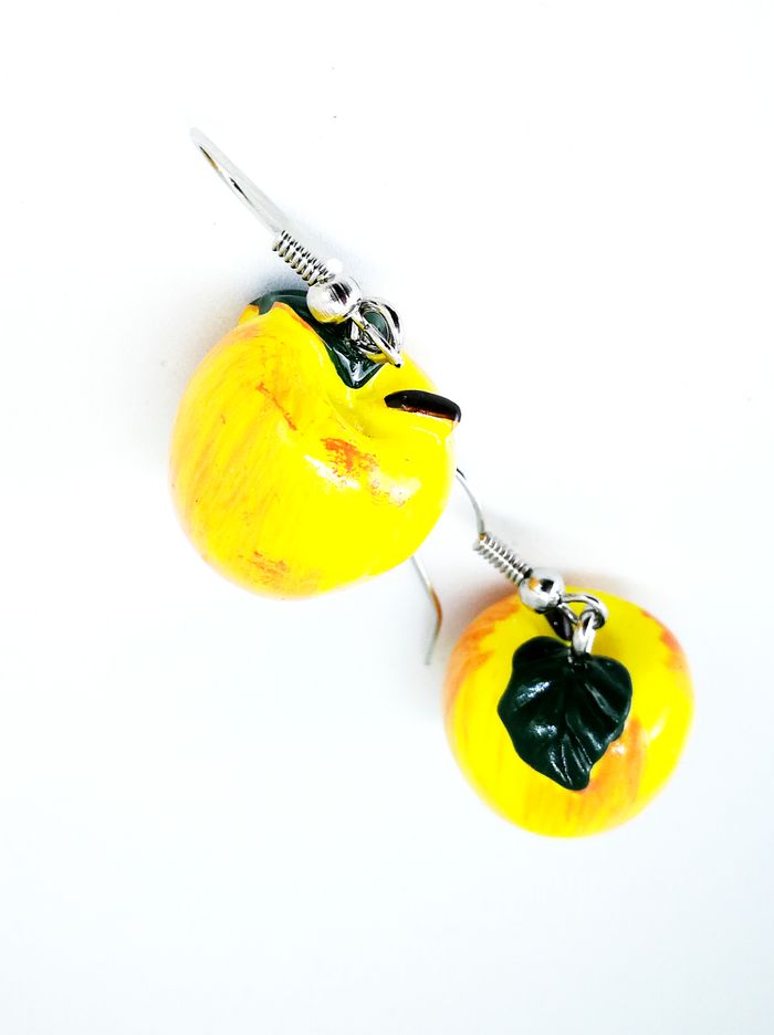 Boucles d'oreilles rondes pommes jaunes - photo numéro 2