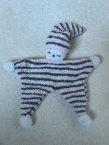 Doudou plat rose et gris