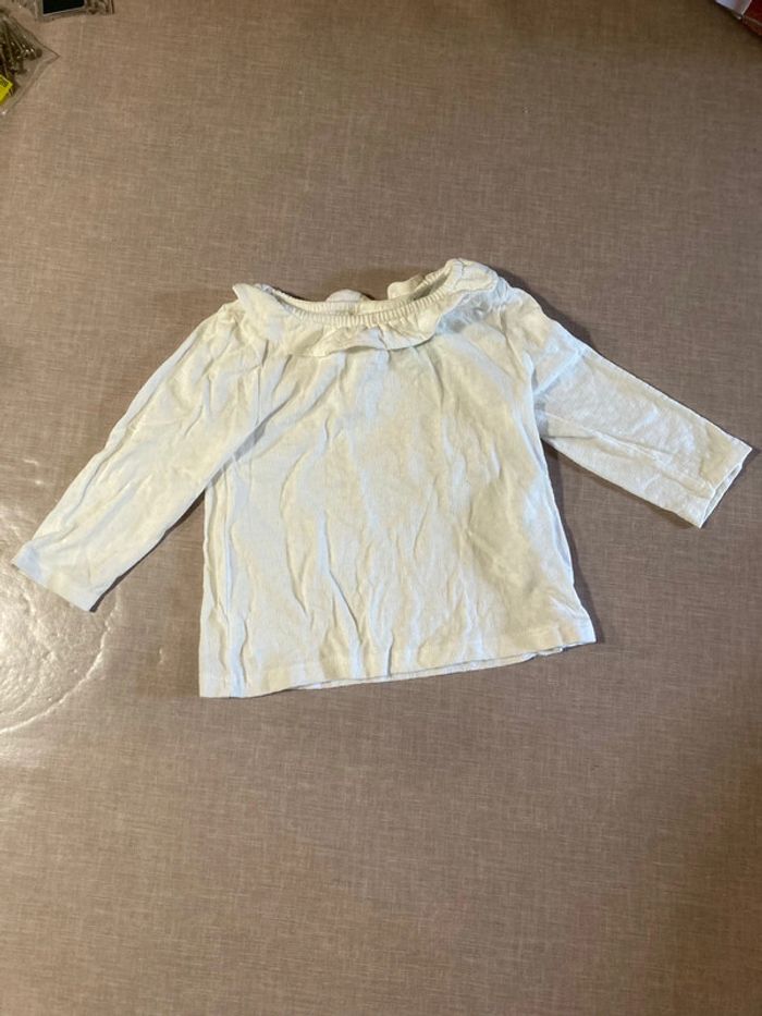 Haut blanc Obaïbi col volanté – 9 mois