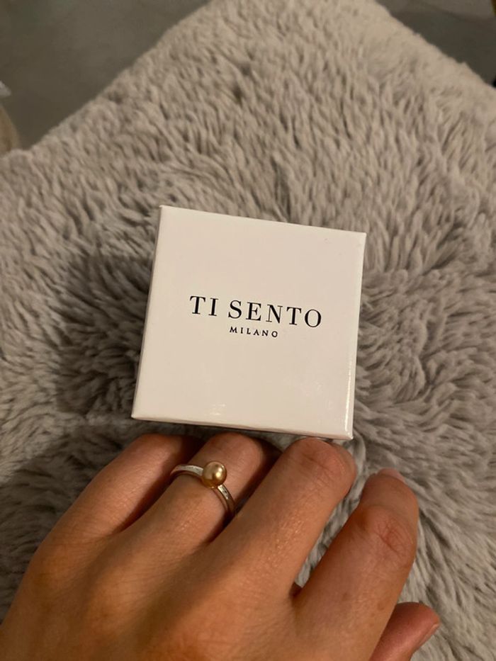 Bague argent solitaire perle or rose - Ti Sento Milano - photo numéro 3