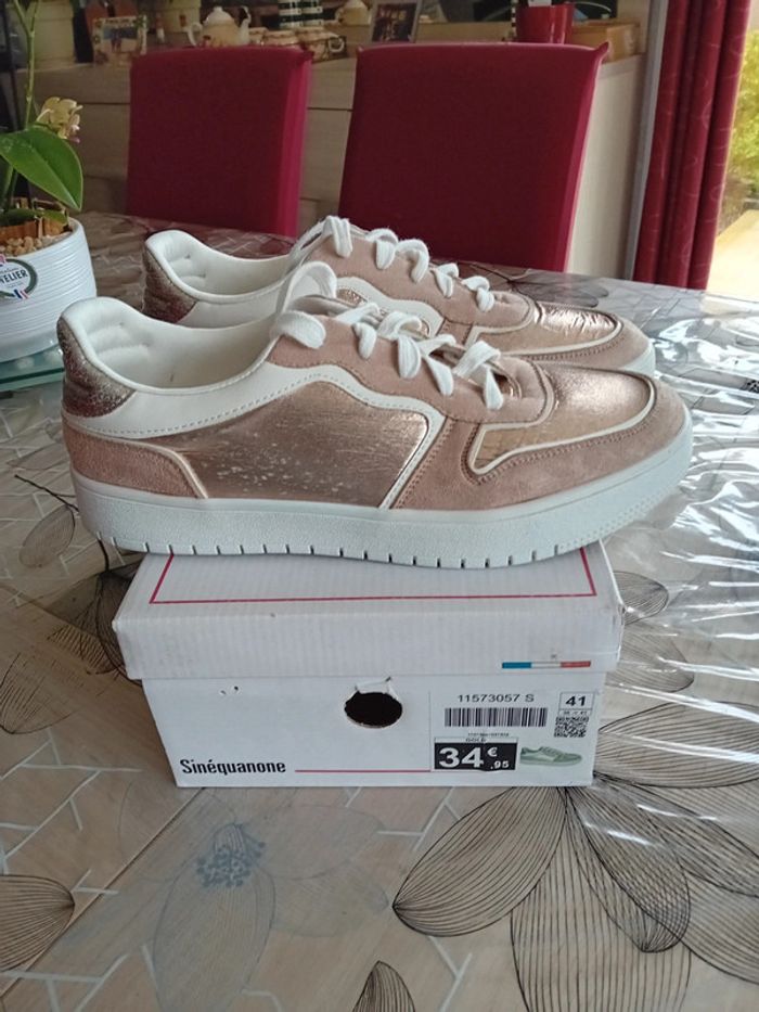 Basket doré rosé et blanche T41