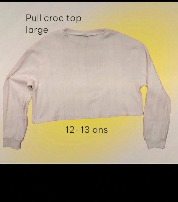 Jolie pull court et large blanc croc top 12-13 ans