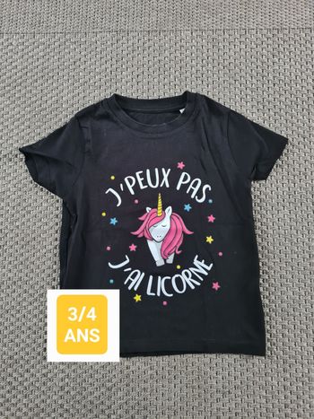 Tshirt manches courtes licorne - 3/4 ans