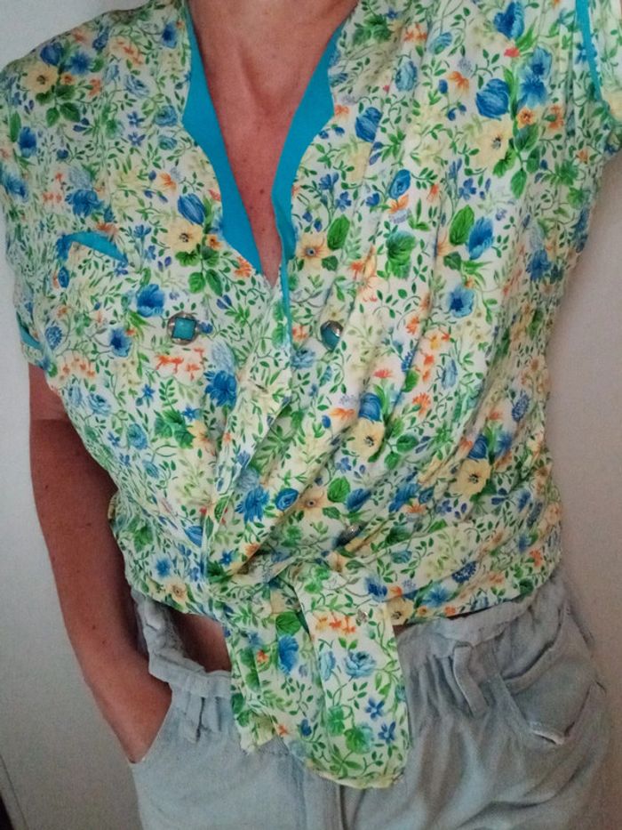 Chemisier camisa blouse fleurie 38/40 vintage