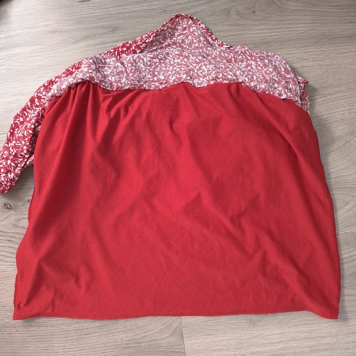 Jupe fleurie fluide doublée Promod Rouge Foncé - Taille 44 - photo numéro 5