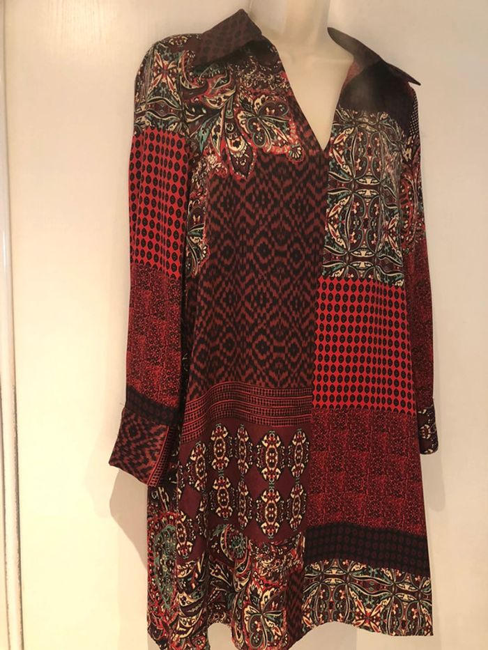 Robe Zara Rouge bordeaux vert taille M Aspect satiné - photo numéro 20