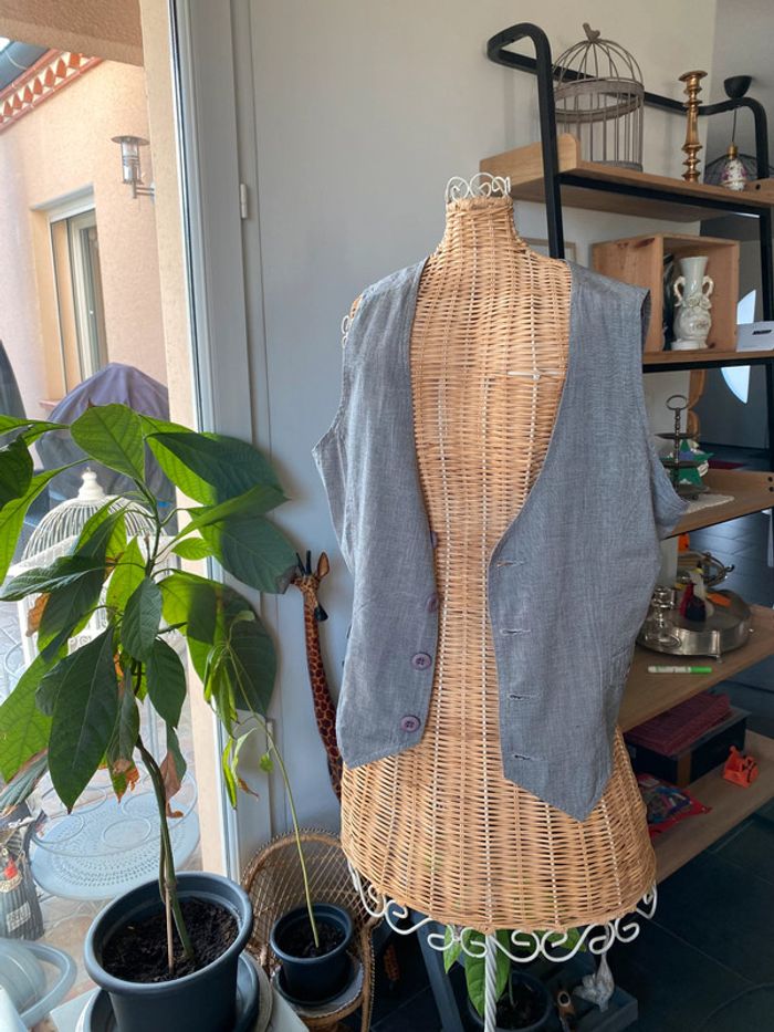 Gilet de tailleur School Rag taille 34 XS gris à petits carreaux - photo numéro 2