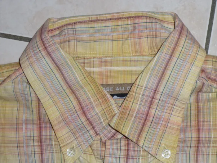 chemise manche courte jaune rayé Mise au Green taille M - photo numéro 4