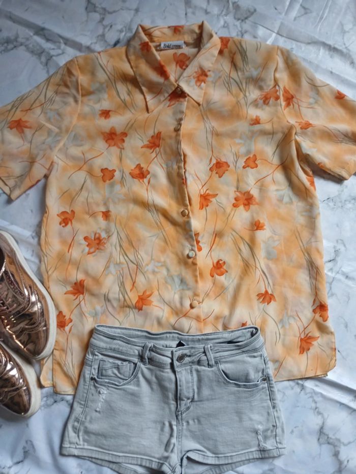 Chemise fleurie femme vintage taille L - photo numéro 2