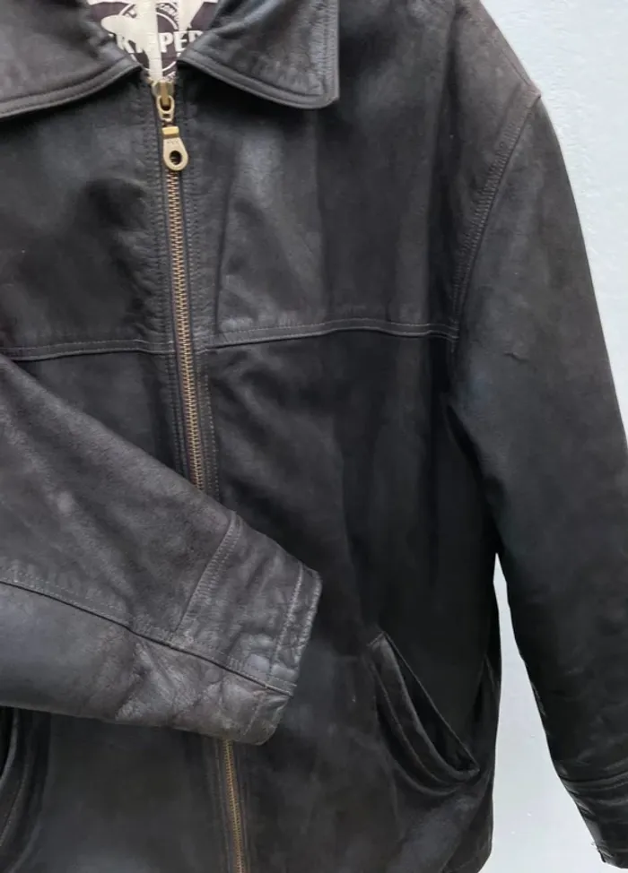 Skipper brown leather jacket veste en cuir marron vintage Mens S - photo numéro 6