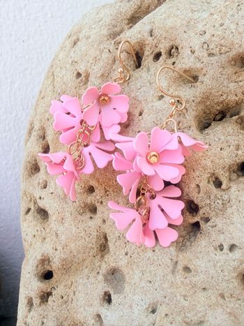 Boucles d’oreilles fleurs rouge