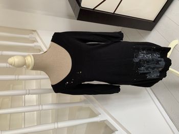 Robe pull à manches longues Jacqueline Riu Noir à motifs argentés et gris