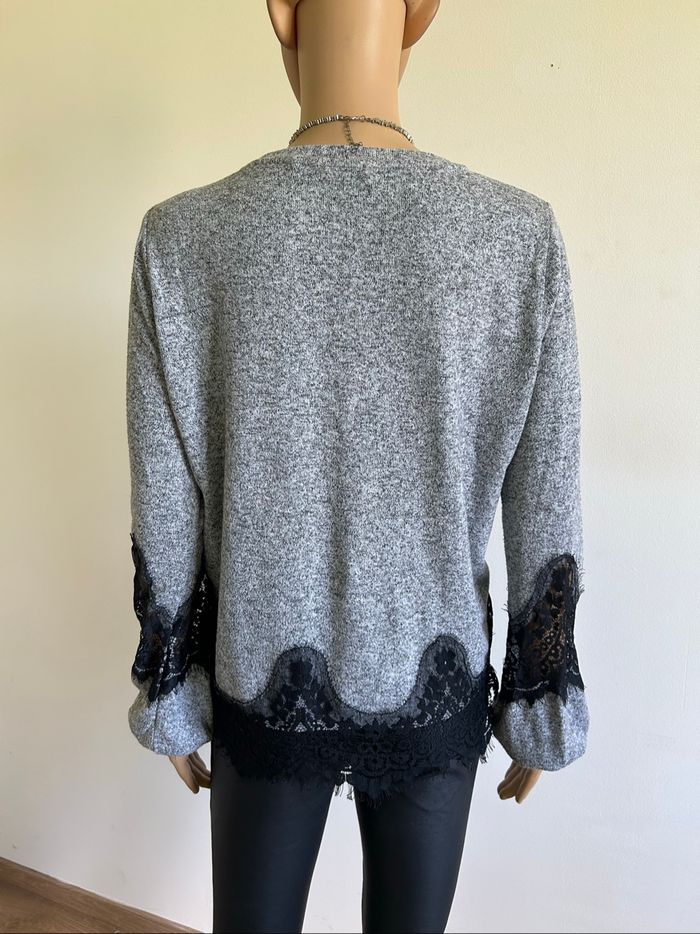 Pull gris et noir à manches longues Naf Naf taille L TBE - photo numéro 5
