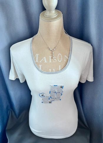 💕 tee shirt d’été blanc dessin marin taille 40 L #lewinger