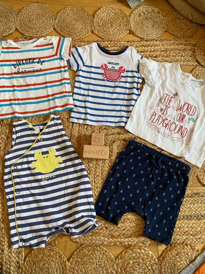 Lot été six mois barboteuse et T-shirt obaibi short H&M