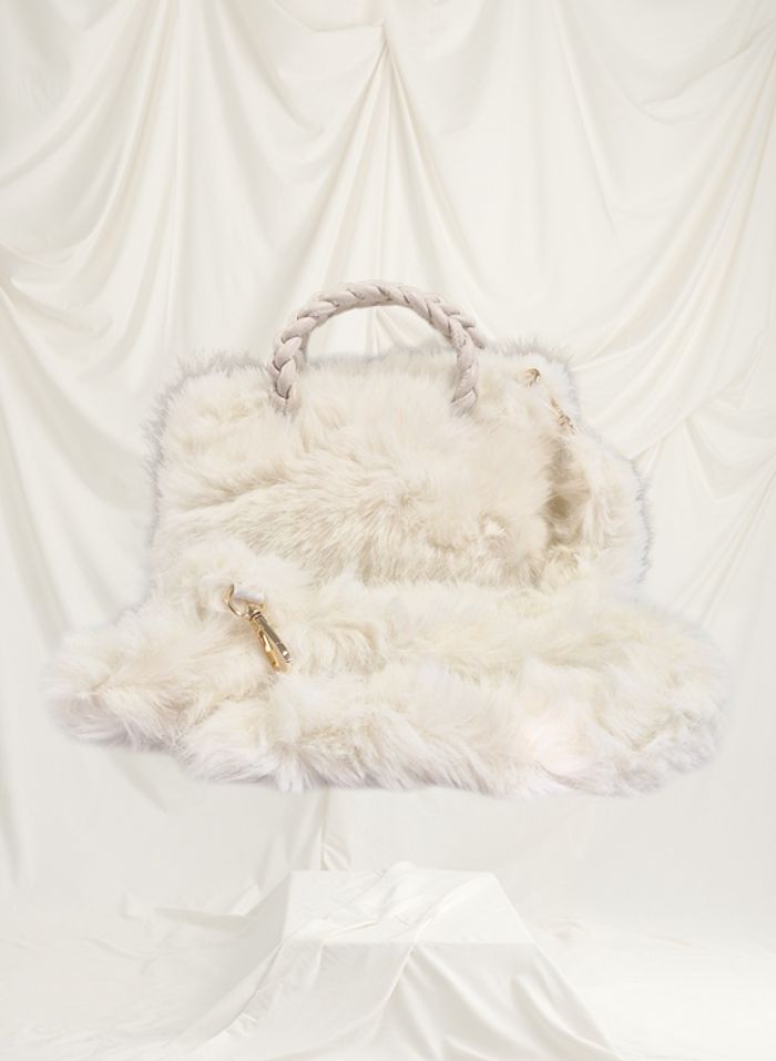 Sac à mains en fausse fourrure blanc - photo numéro 2