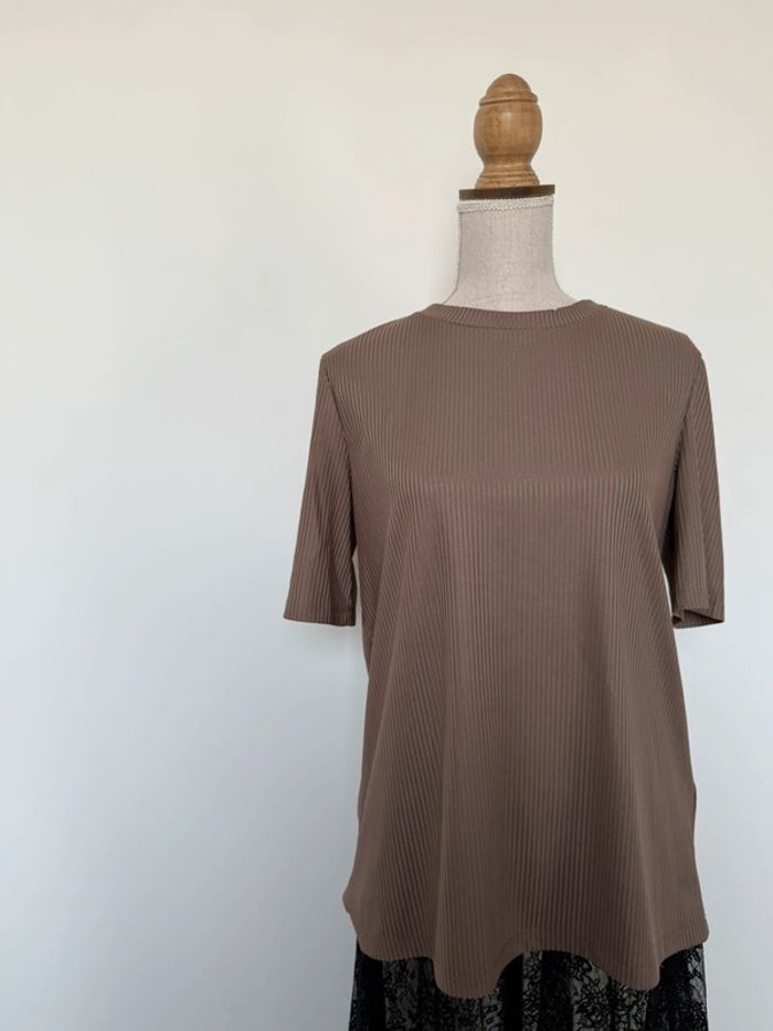 T-shirt zara côtelé kaki top maillot haut Camiseta Maglietta Swimsuit Maglia camisa Chemise neuf