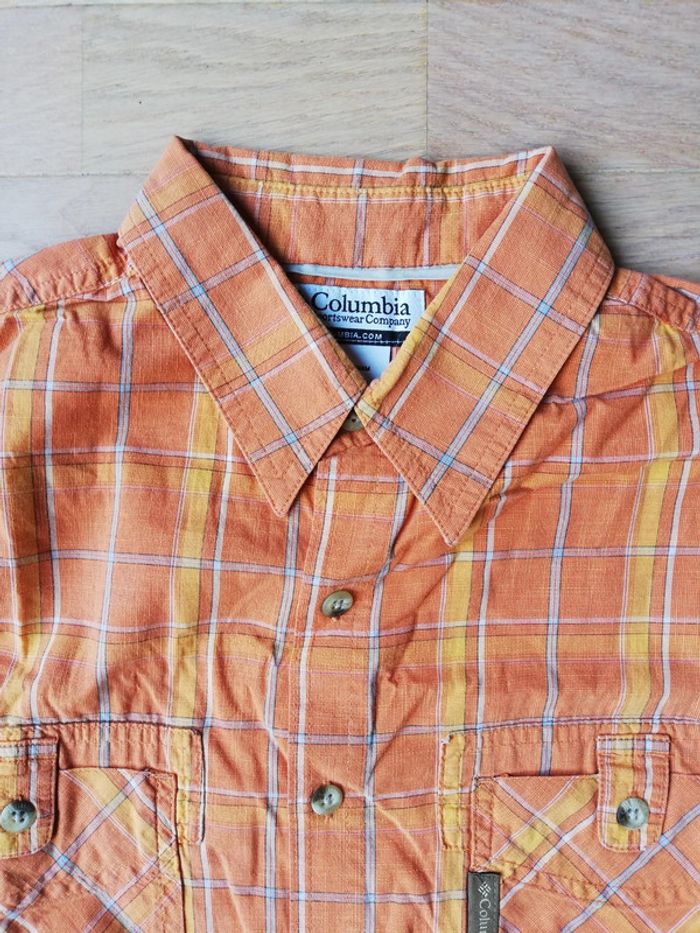 Chemisette chemise manches courtes orange carreaux Columbia taille M homme - photo numéro 11