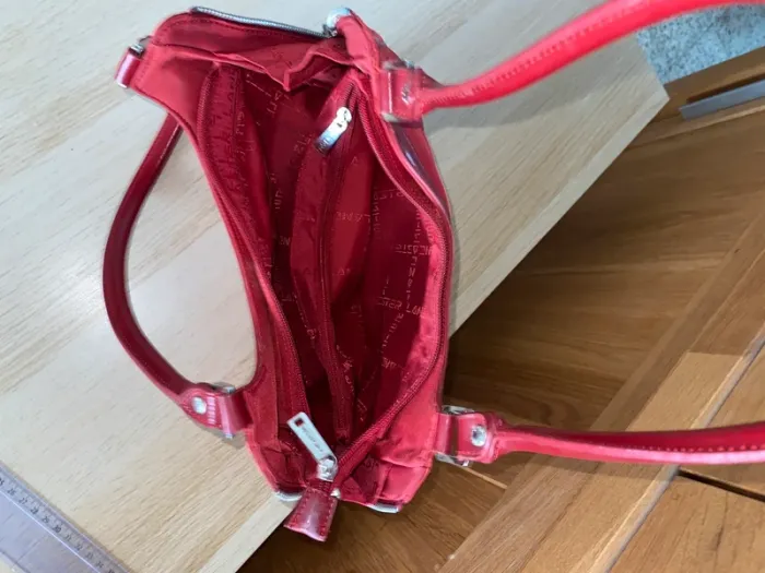 Sac à main rouge bordeaux Lancaster Paris coeur tissu petit - photo numéro 6