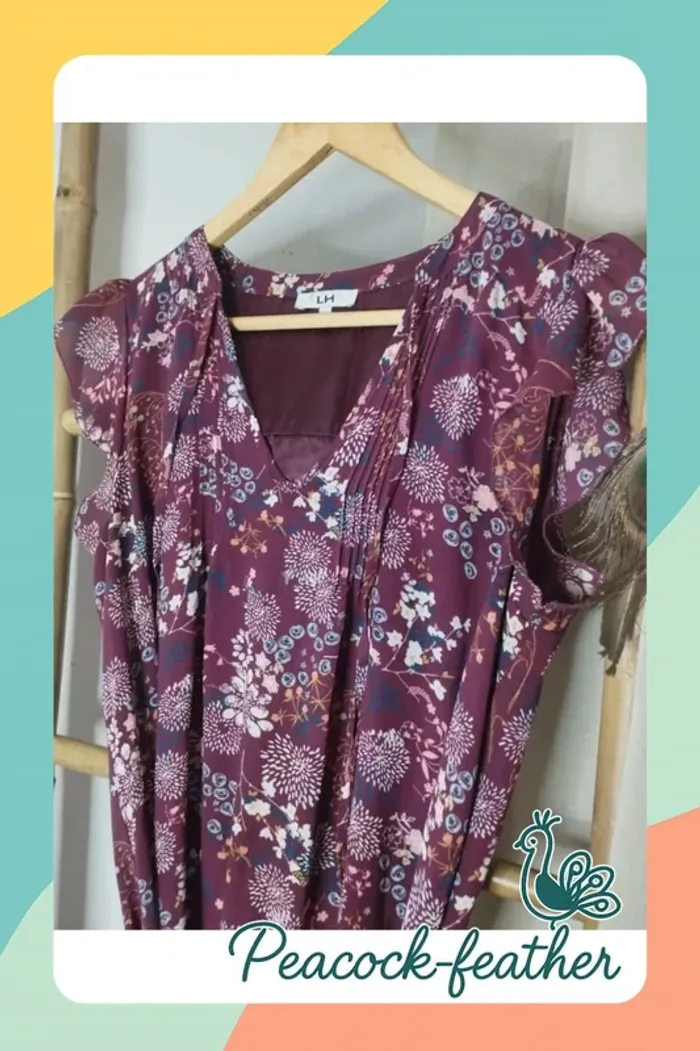 Robe fleurie bordeaux 40 la halle - photo numéro 2