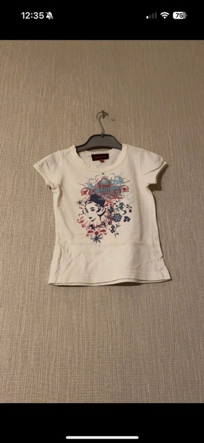 T-shirt catimini 4 ans blanc bleu rouge