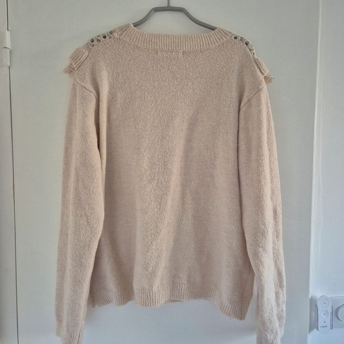 Pull beige en laine et dentelle - Exquiss's - Taille Unique - photo numéro 5