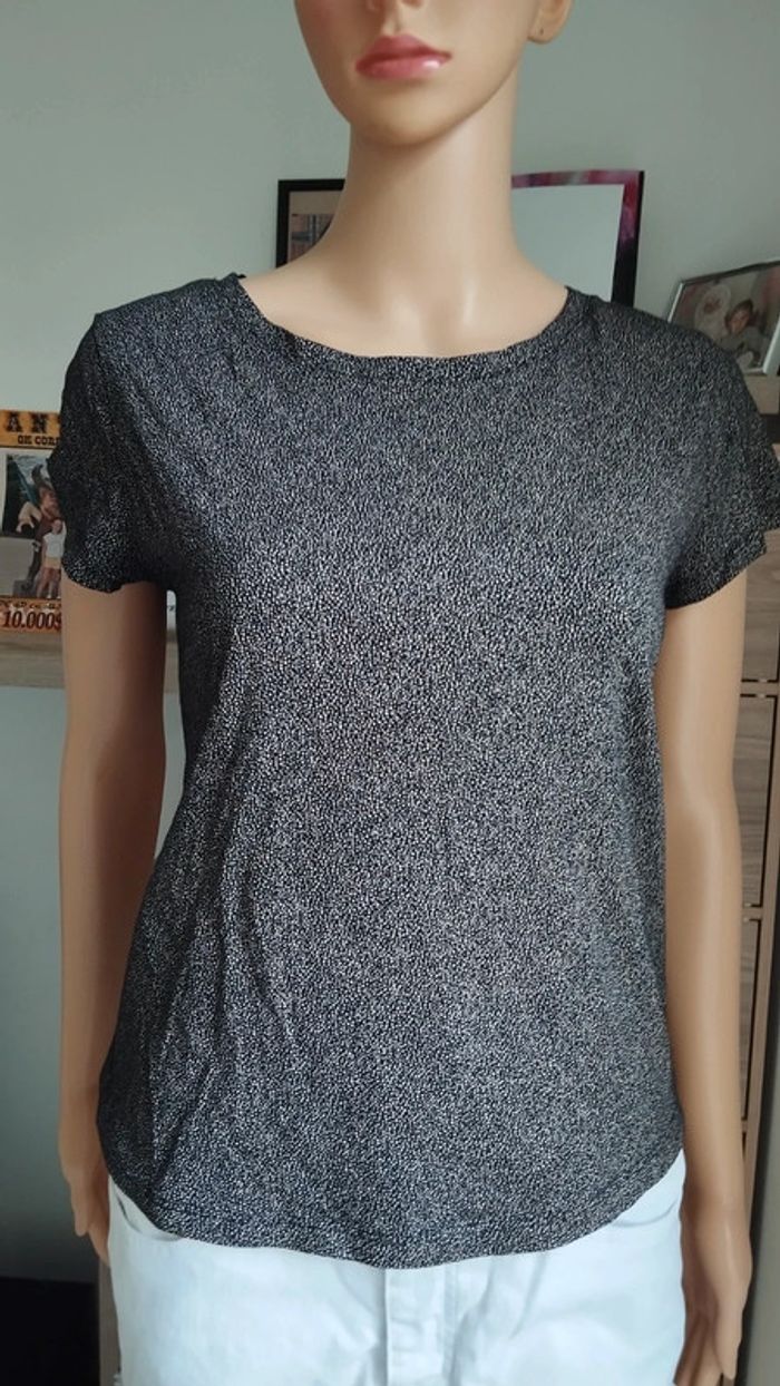 Tee-shirt noir points marron taille s femme h&m - photo numéro 3