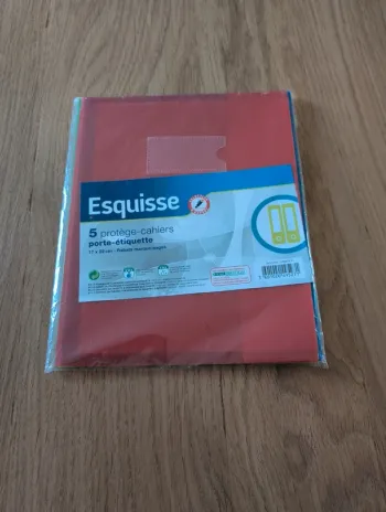 5 Protège cahier esquisse avec porte étiquette