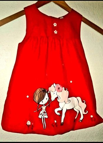 Robe rouge avec doublure 100 % coton pour bébé fille la marque orchestra