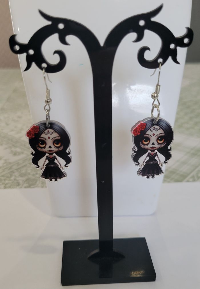 BOUCLES D'OREILLES POUPEE SANTA MUERTE HALLOWEEN ! NEUVE ! MODELE 6