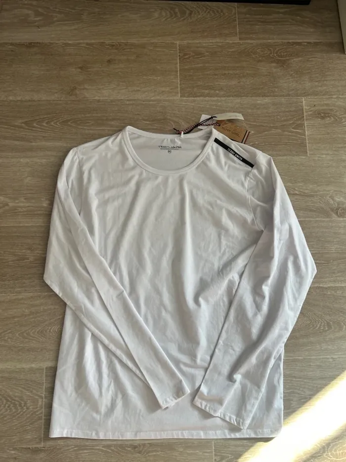 T-shirt Teddy Smith à manches longues blanc bande noir 2XL