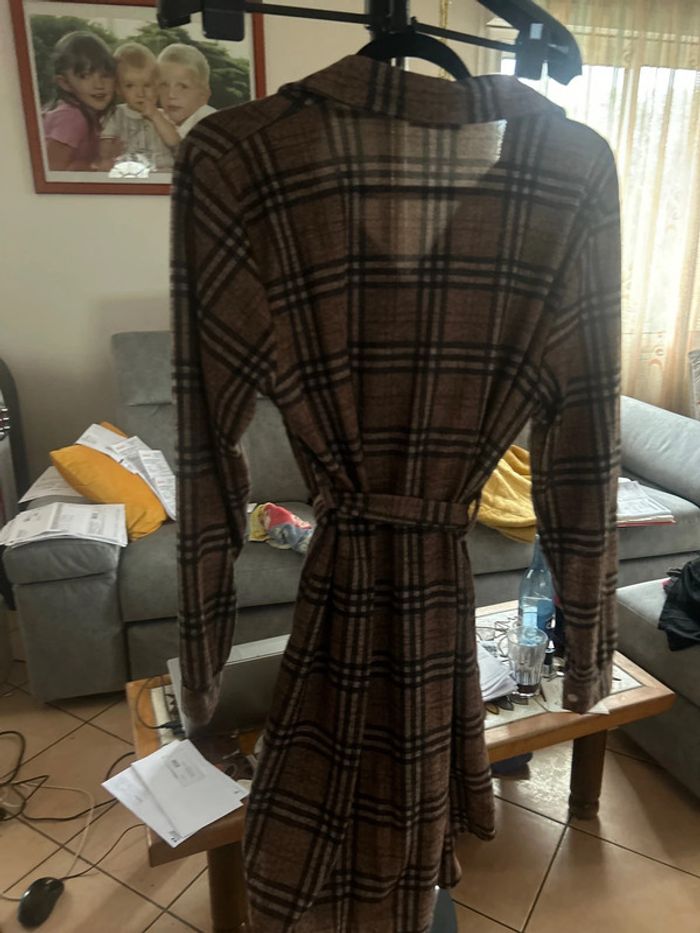Robe chemise carreaux beige - photo numéro 2
