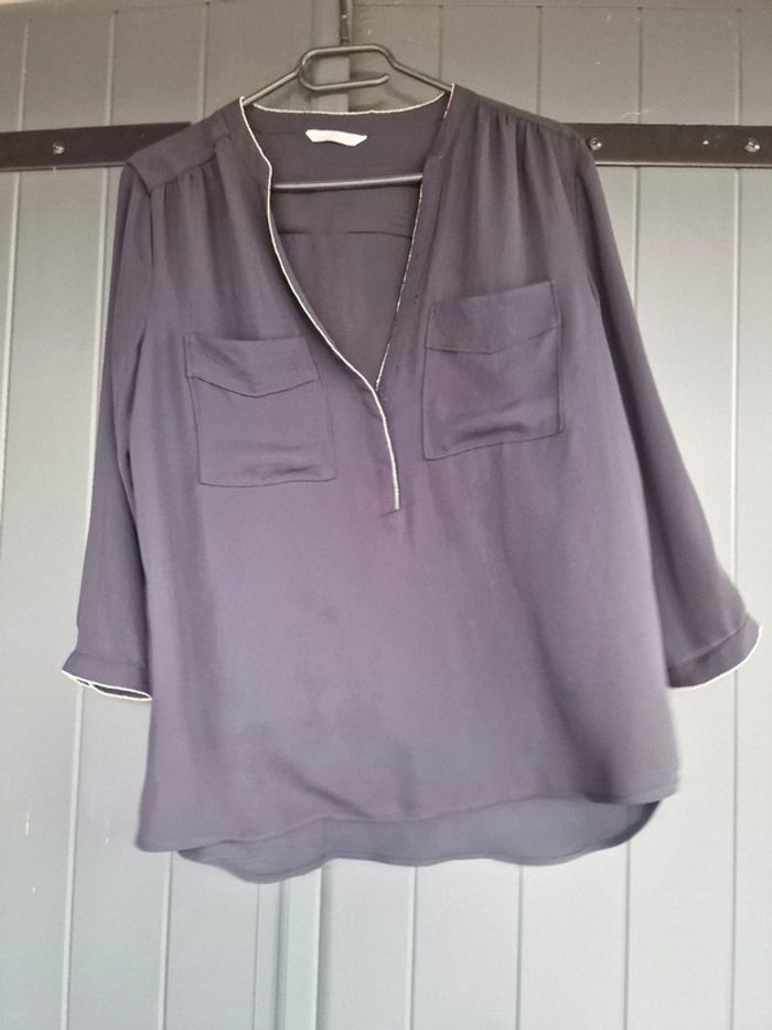 Chemise bleu marine avec minis perles argentées - photo numéro 2