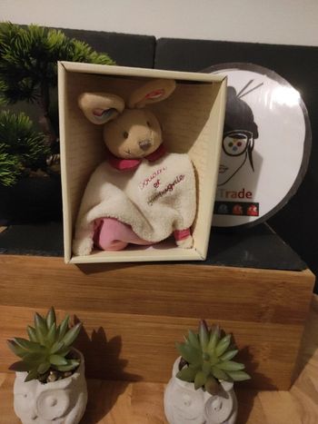 Doudou Lapin Doudou Et Compagnie Rose Marron  Plat Mouchoir #geektradedoudou