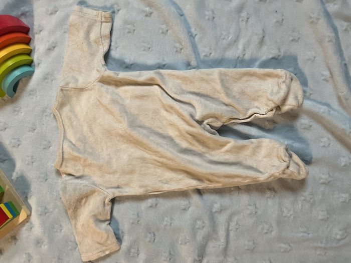 pyjama grenouillère en velours gris clair ouverture devant 1 mois vertbaudet - photo numéro 9