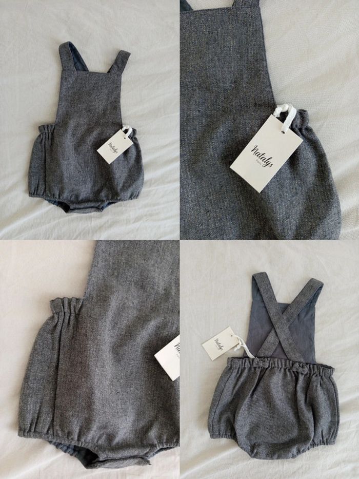 Combinaison salopette barboteuse en laine grise & dorée Natalys 6 mois neuve avec étiquette