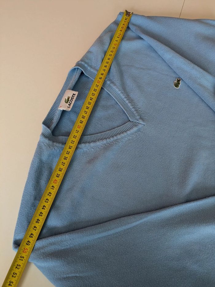 Pull col V Lacoste bleu clair – Taille XL - photo numéro 6