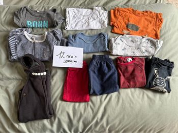 Lot de 11 vêtements enfants garçon - taille 12 mois - toutes marques