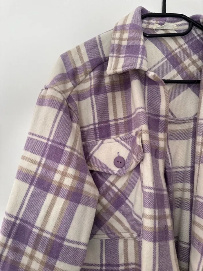Veste chemise à carreaux violet Cache Cache - photo numéro 4