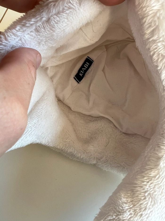 Bonnet blanc velours bébé petit ours - photo numéro 4