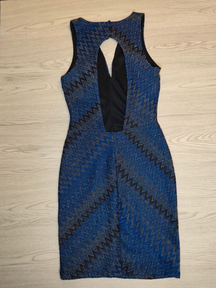 Robe courte moulante bleu noir et paillettes taille xs - photo numéro 2